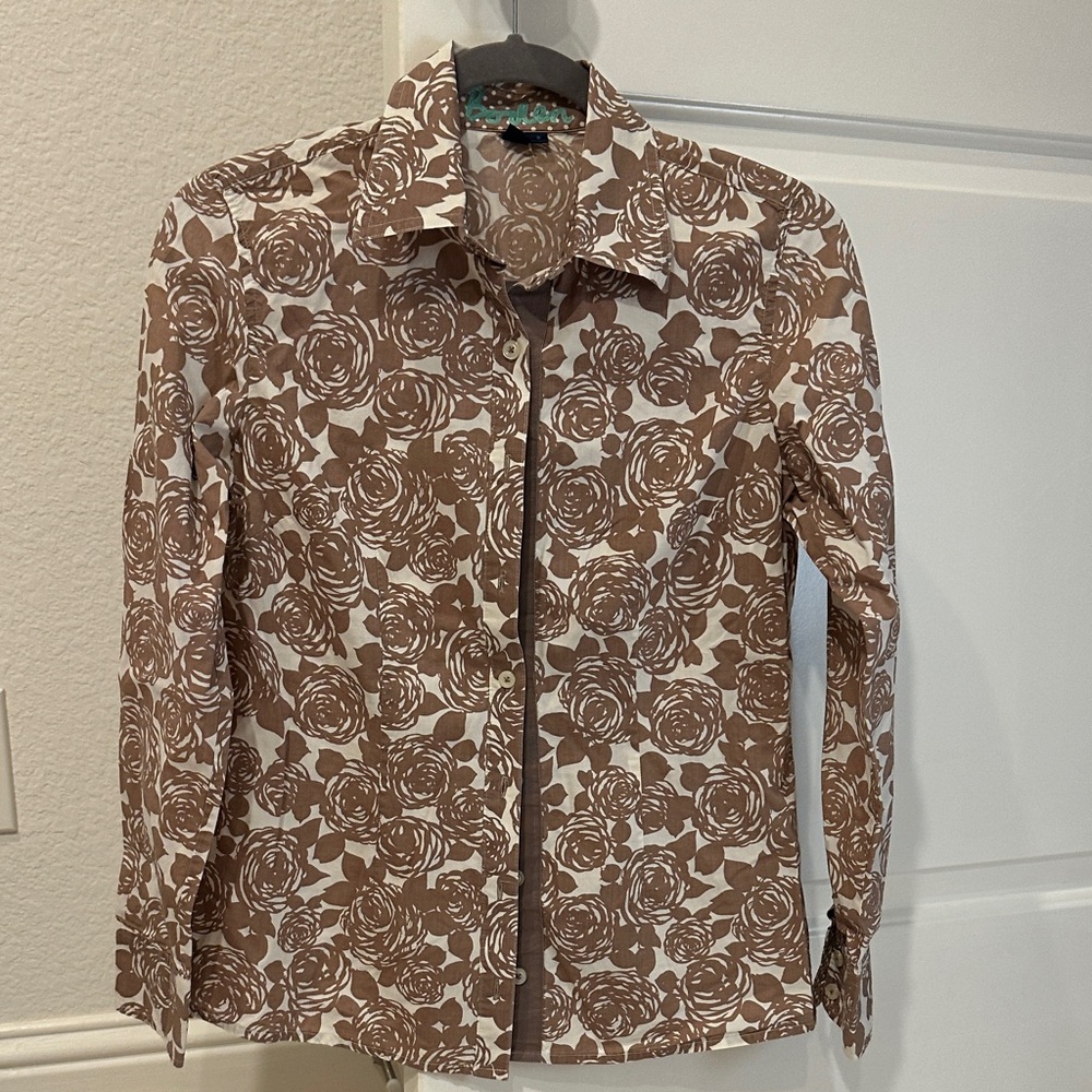 BODEN Women’s Brown Floral Long-Sleeve Button Shirt - SIZE 8